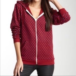 American Apparel Red and Blue Polka Dot Zip Hoodie